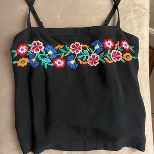 hollister black floral spaghetti tank top, size xs
